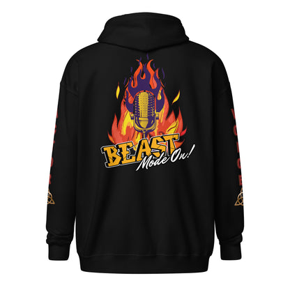 V.O. Beast Mode On: Stylish Unisex Heavy Fleece Warm Zip Hoodie -Gildan