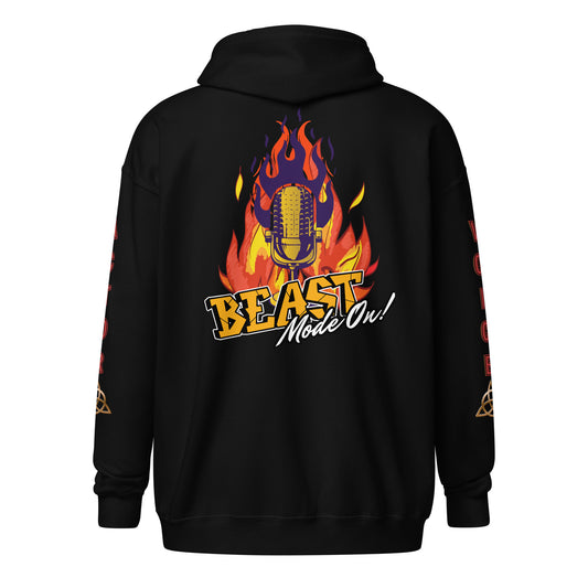 V.O. Beast Mode On: Stylish Unisex Heavy Fleece Warm Zip Hoodie -Gildan