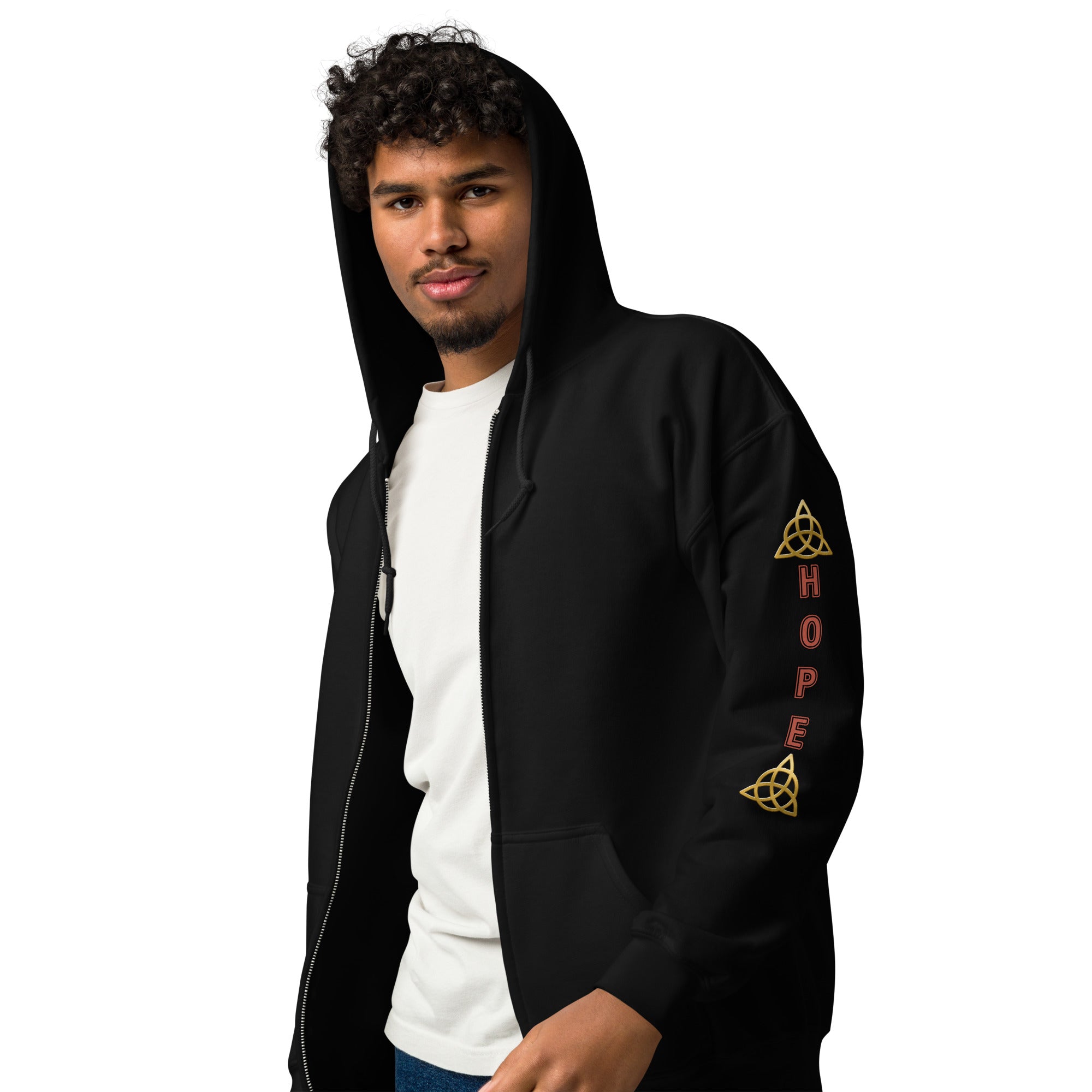 Gold Symbol of Hope: Stylish Unisex Heavy Fleece Warm Zip Hoodie - Gildan