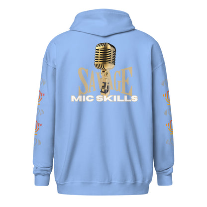 V.O. Savage Mic Skills: Stylish Unisex Heavy Fleece Warm Zip Hoodie -Gildan