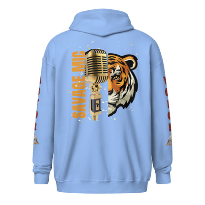 V.O. Tiger Savage Mic Skills: Stylish Unisex Heavy Fleece Warm Zip Hoodie -Gildan