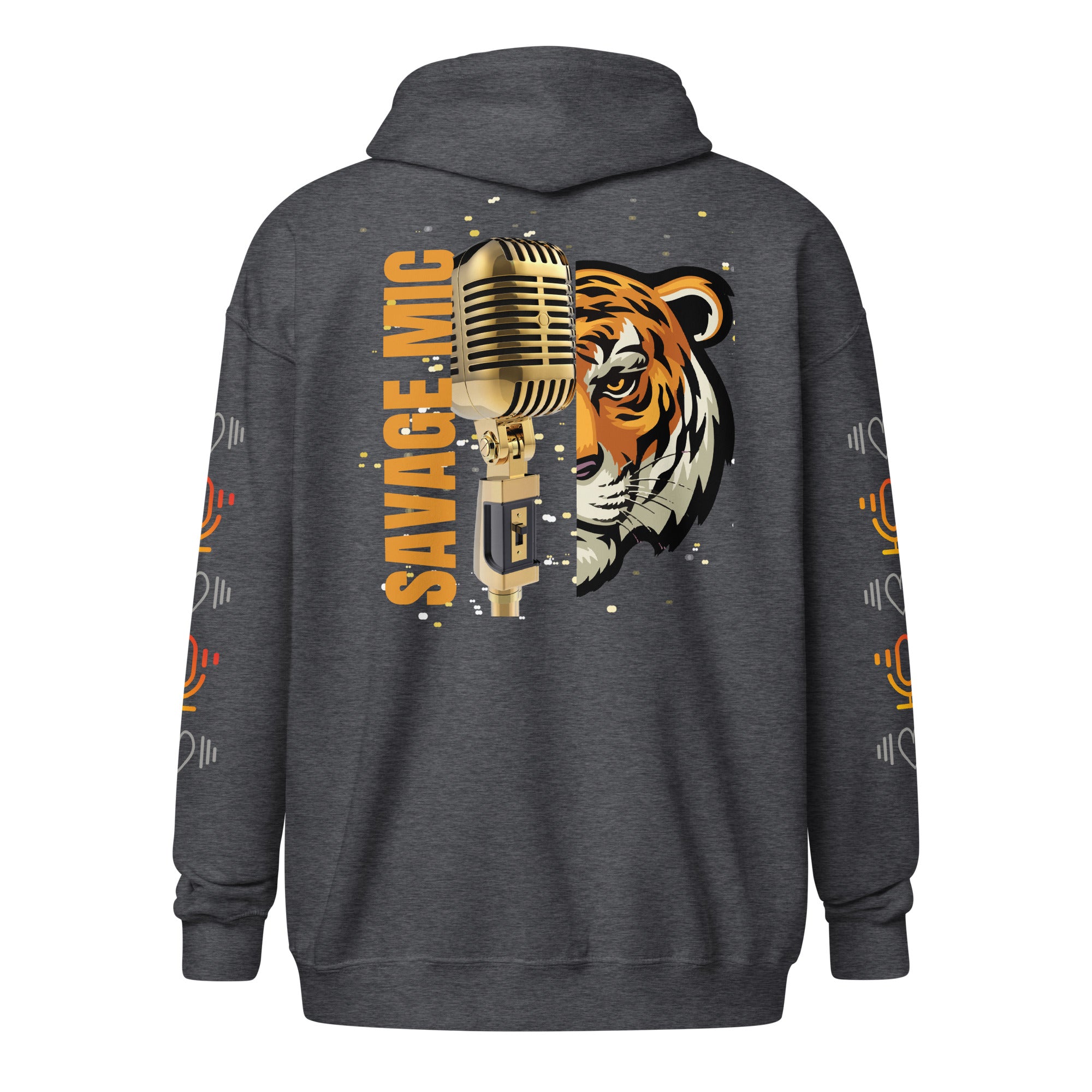 Tiger Savage Mic Skills: Stylish Unisex Heavy Fleece Warm Zip Hoodie -Gildan