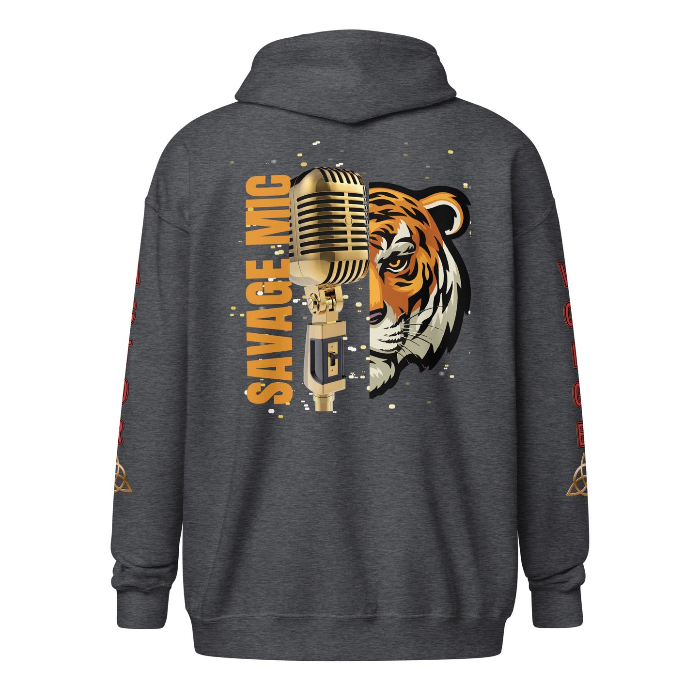 V.O. Tiger Savage Mic Skills: Stylish Unisex Heavy Fleece Warm Zip Hoodie -Gildan