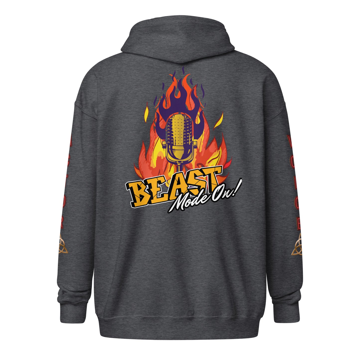 V.O. Beast Mode On: Stylish Unisex Heavy Fleece Warm Zip Hoodie -Gildan