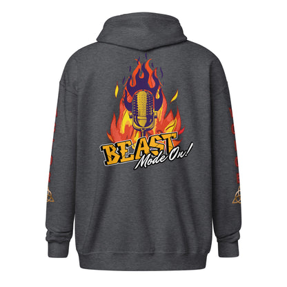 V.O. Beast Mode On: Stylish Unisex Heavy Fleece Warm Zip Hoodie -Gildan