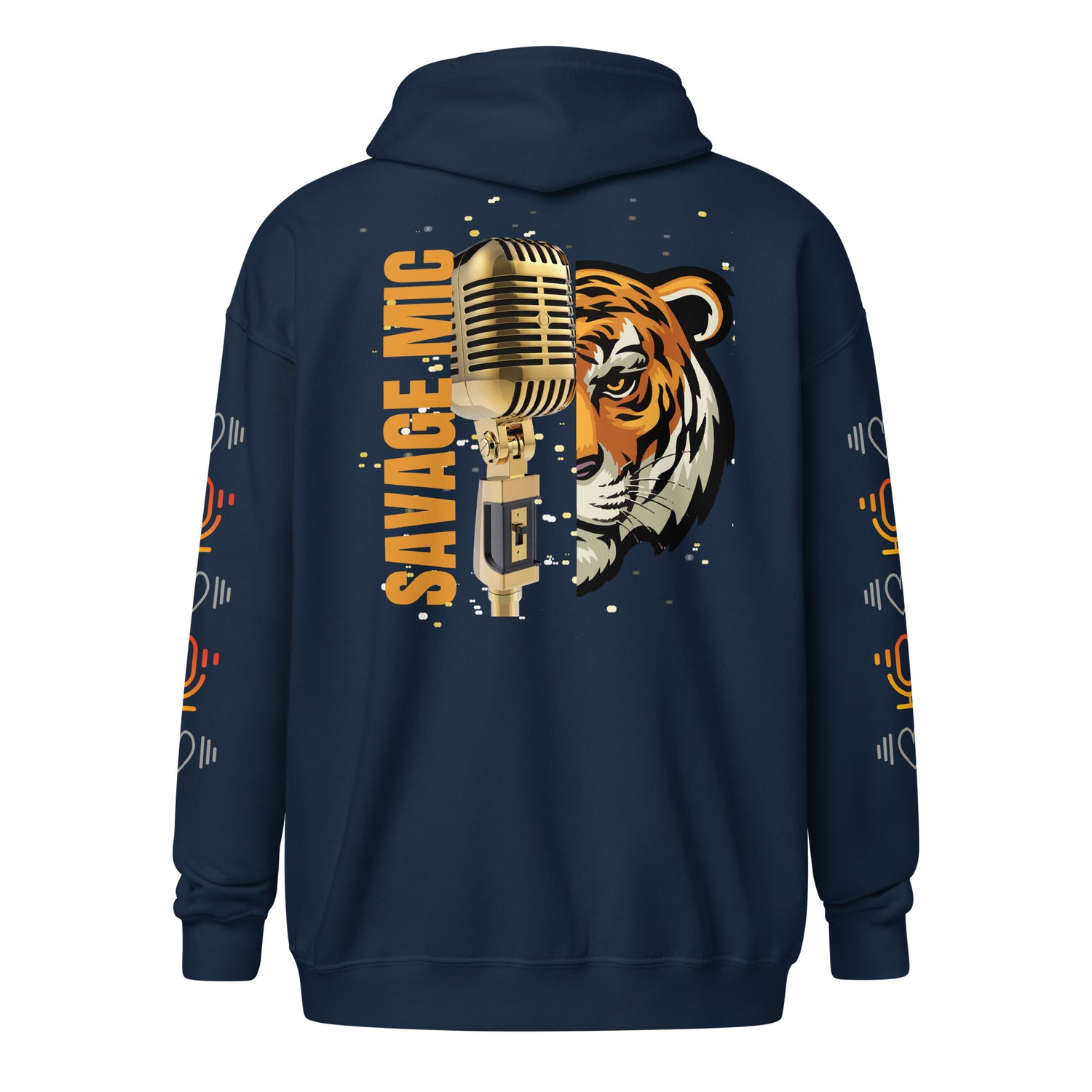 Tiger Savage Mic Skills: Stylish Unisex Heavy Fleece Warm Zip Hoodie -Gildan