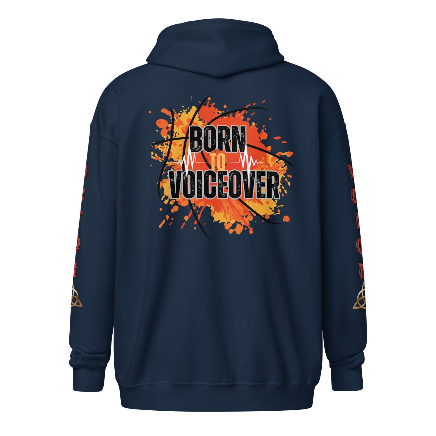 V.O. Born To VoiceOver: Stylish Unisex Heavy Fleece Warm Zip Hoodie -Gildan