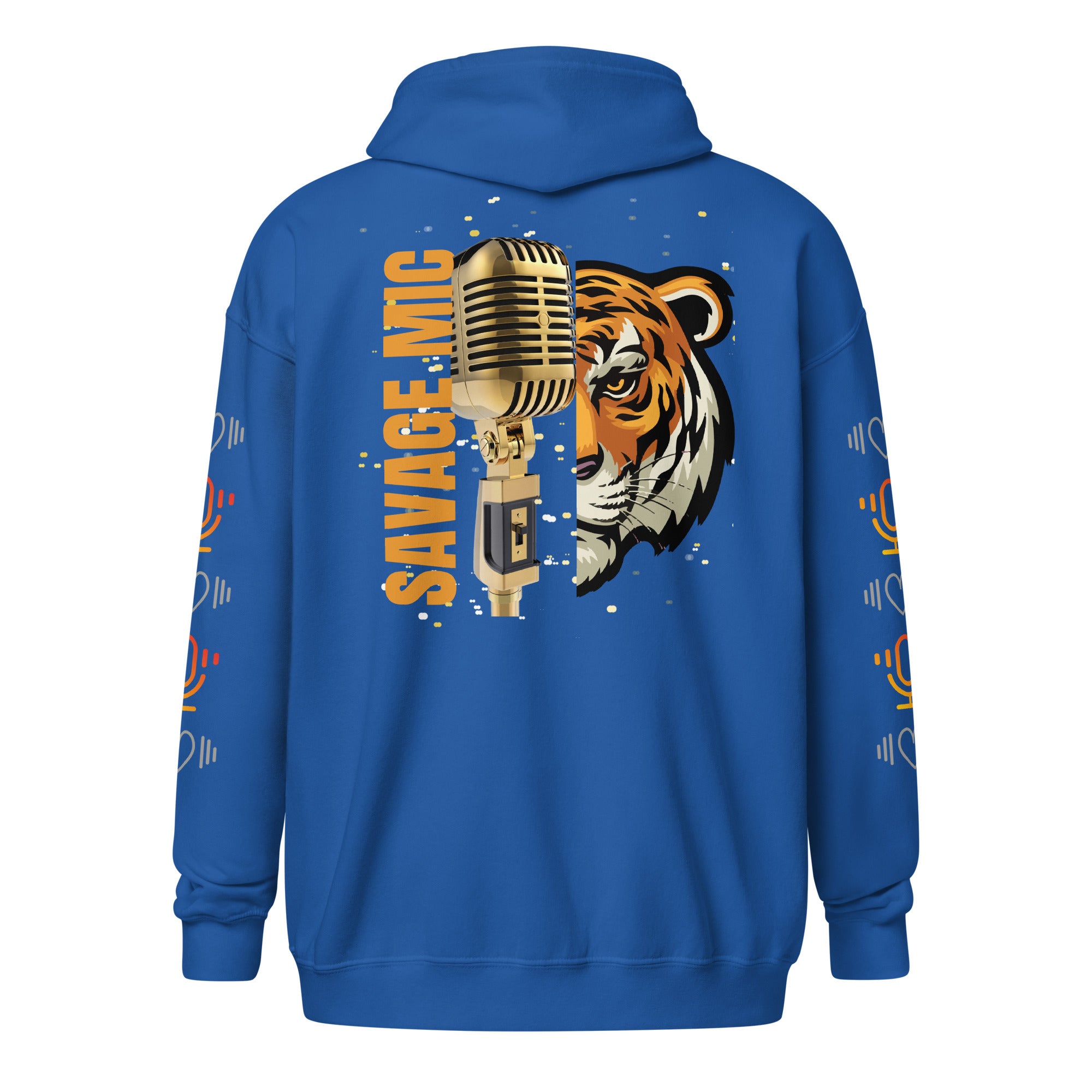 Tiger Savage Mic Skills: Stylish Unisex Heavy Fleece Warm Zip Hoodie -Gildan