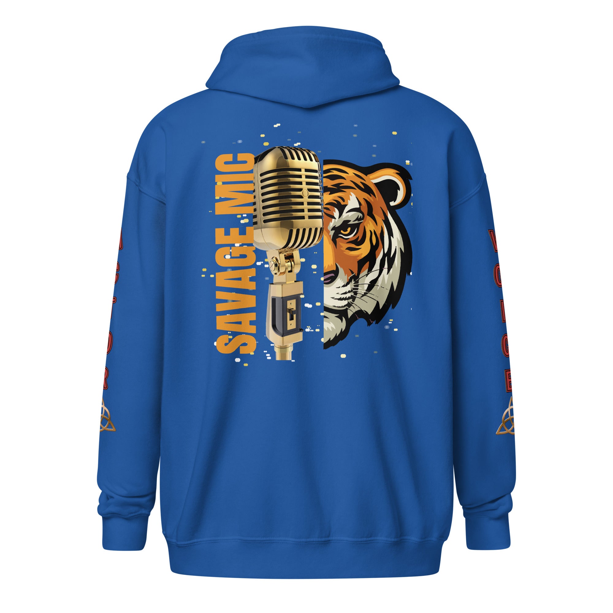 V.O. Tiger Savage Mic Skills: Stylish Unisex Heavy Fleece Warm Zip Hoodie -Gildan