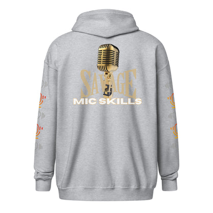 V.O. Savage Mic Skills: Stylish Unisex Heavy Fleece Warm Zip Hoodie -Gildan