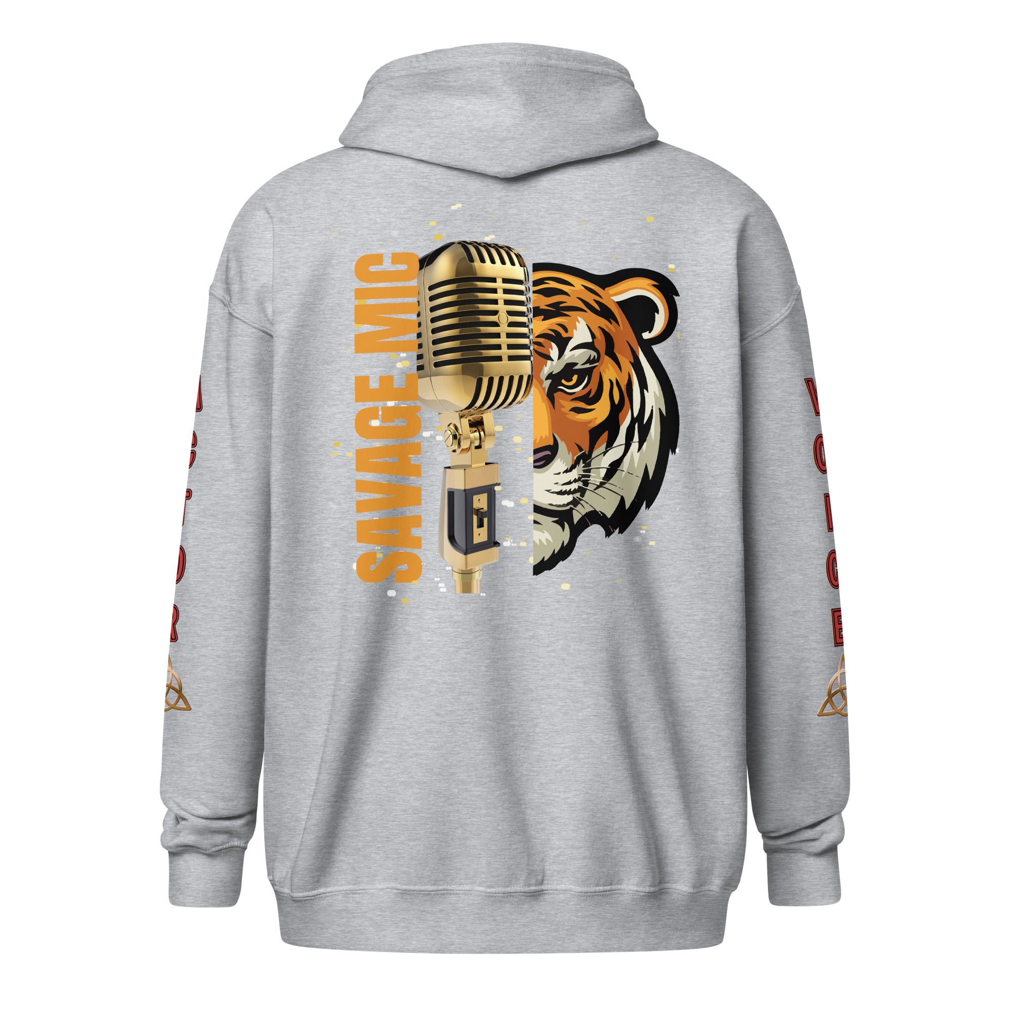 V.O. Tiger Savage Mic Skills: Stylish Unisex Heavy Fleece Warm Zip Hoodie -Gildan