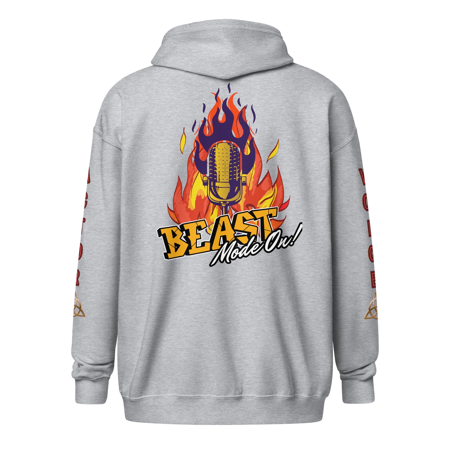 V.O. Beast Mode On: Stylish Unisex Heavy Fleece Warm Zip Hoodie -Gildan