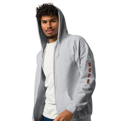 Symbol of HOPE: Stylish Unisex Heavy Fleece Warm Zip Hoodie -Gildan