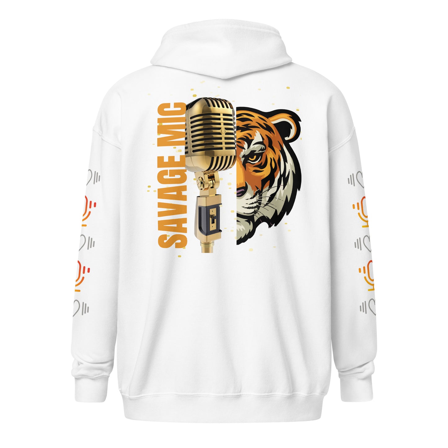 Tiger Savage Mic Skills: Stylish Unisex Heavy Fleece Warm Zip Hoodie -Gildan