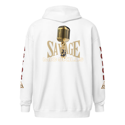 V.O. Savage Mic Skills: Stylish Unisex Heavy Fleece Warm Zip Hoodie -Gildan