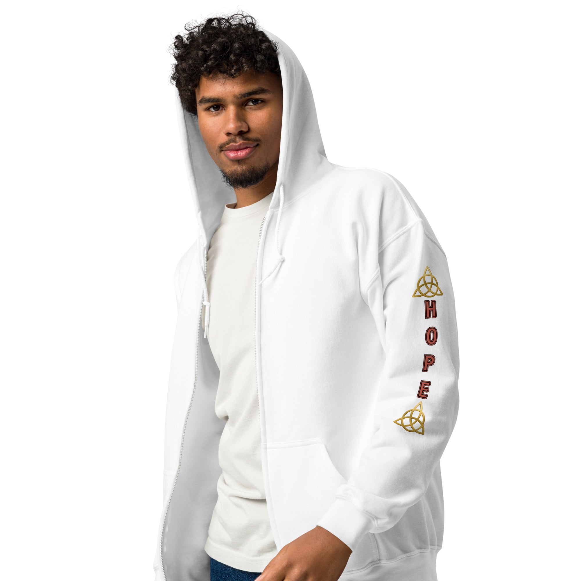 Gold Symbol of Hope: Stylish Unisex Heavy Fleece Warm Zip Hoodie - Gildan