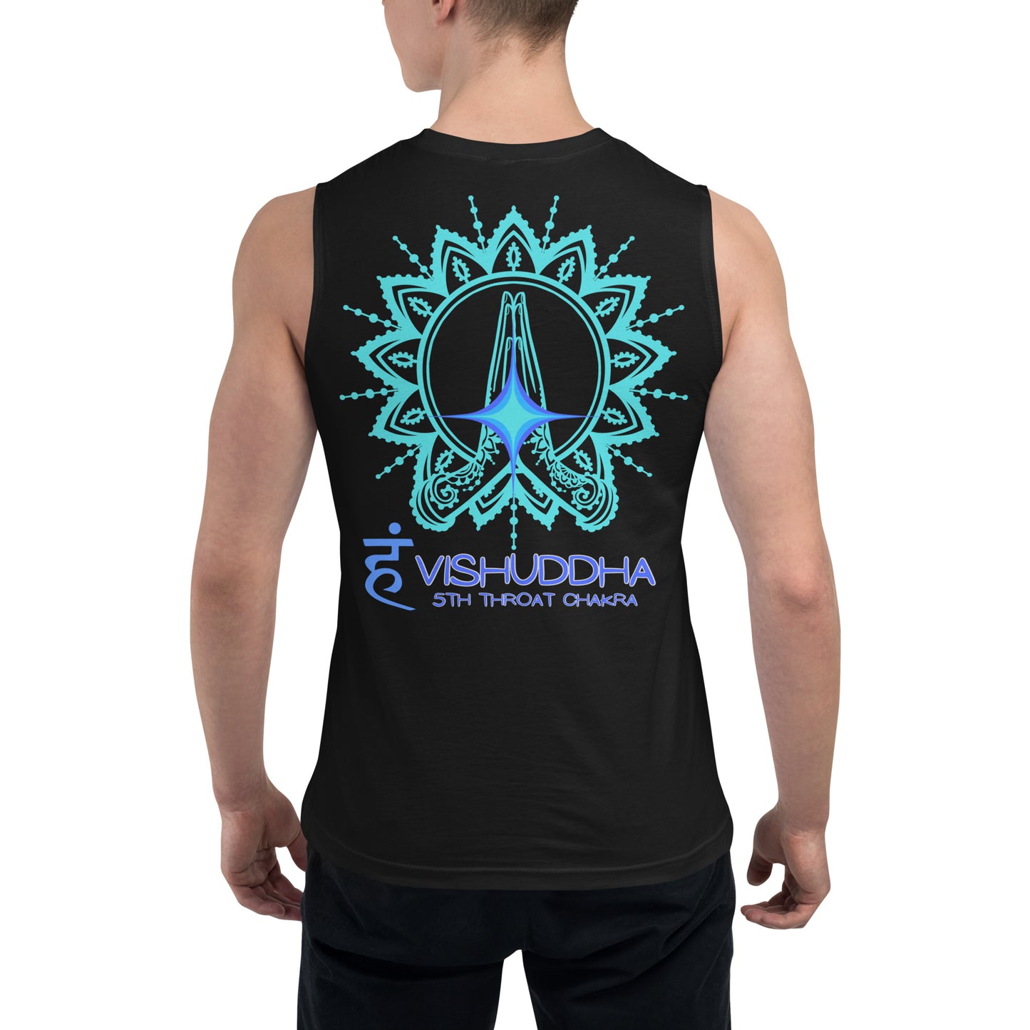 Unisex: 5th Throat "Voice" Chakra: Gym/Yoga Wear Muscle Sleeveless Shirt