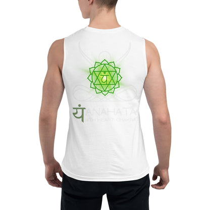 Unisex: 4th Heart Chakra Green: Gym/Yoga Wear Muscle Sleeveless Shirt