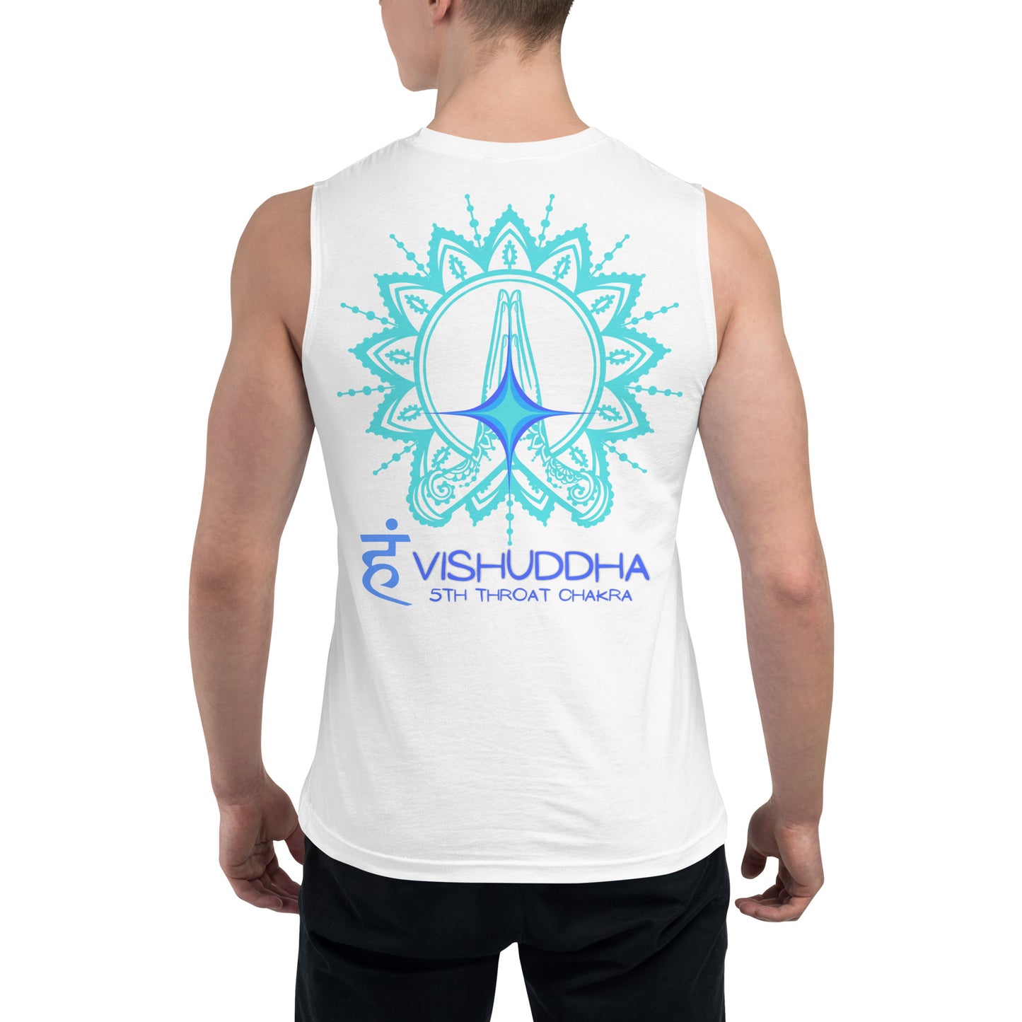 Unisex: 5th Throat "Voice" Chakra: Gym/Yoga Wear Muscle Sleeveless Shirt