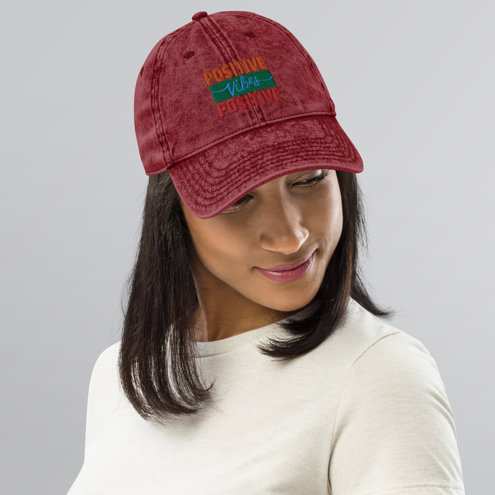 Motivational Positive Vibes: Vintage Cotton Twill Dad Hat