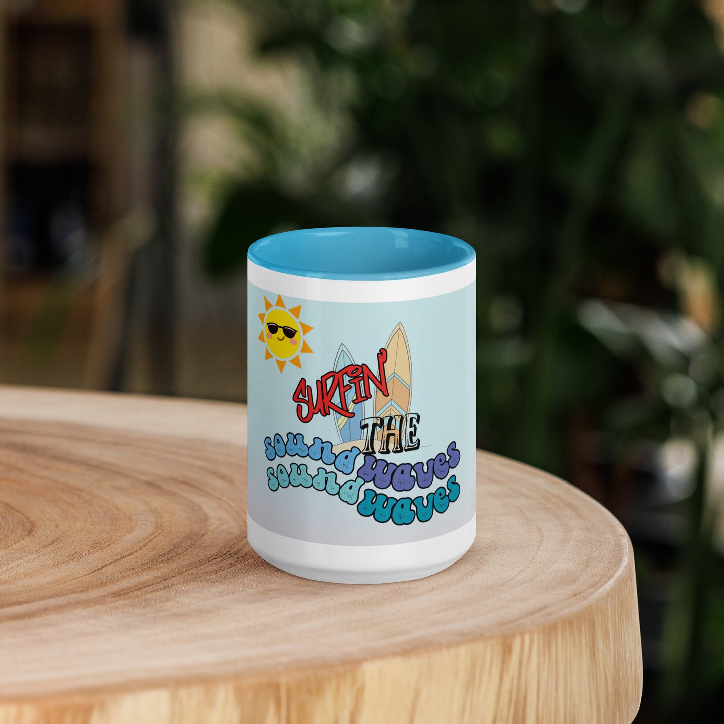 Surfin' the Soundwaves Classic Ceramic Mug with Color Inside