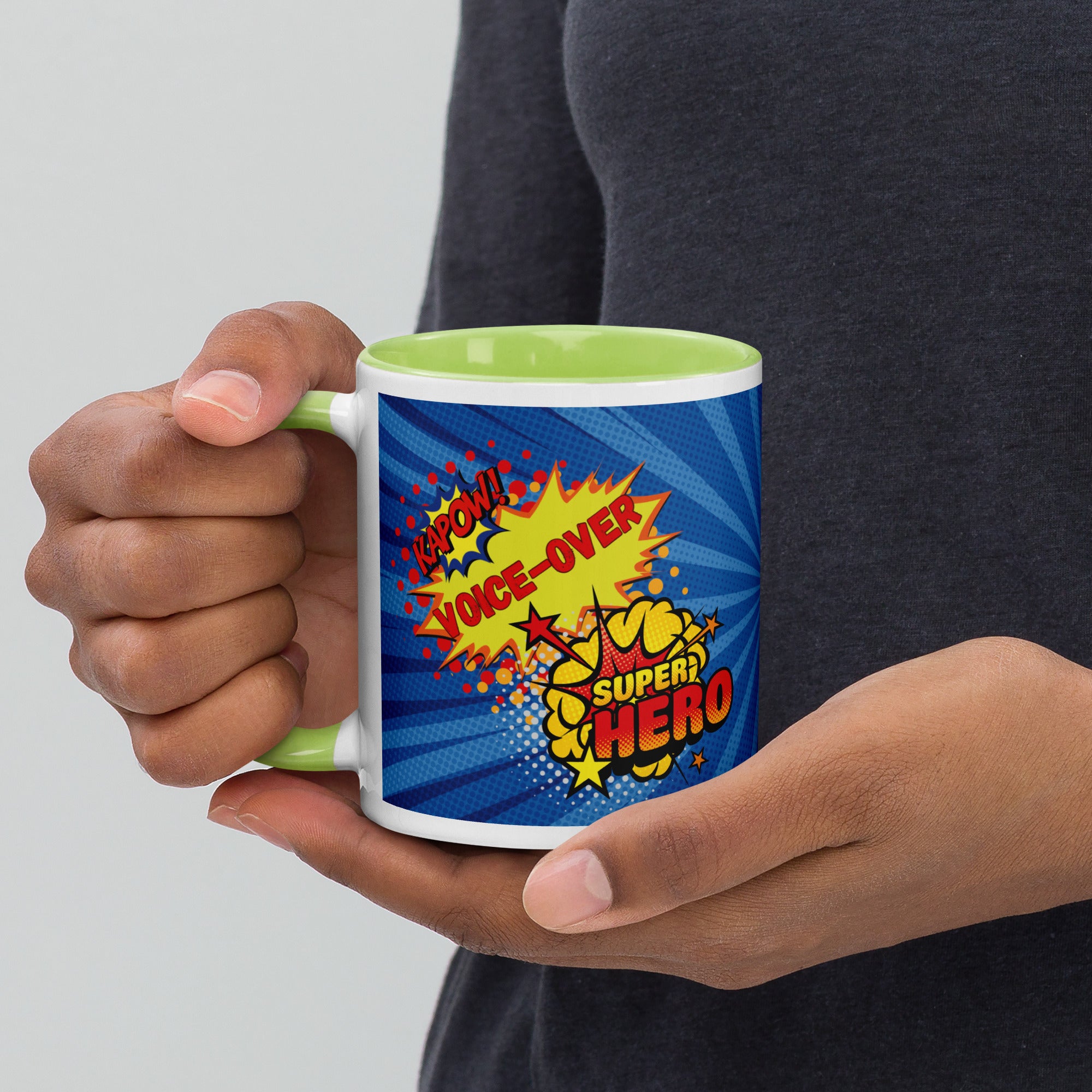 Voice Over Super Hero Classic Ceramic Mug with Color Inside