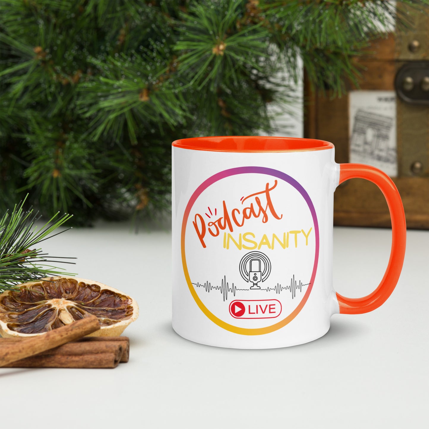 Podcast Insanity Ceramic Mug with Color Inside