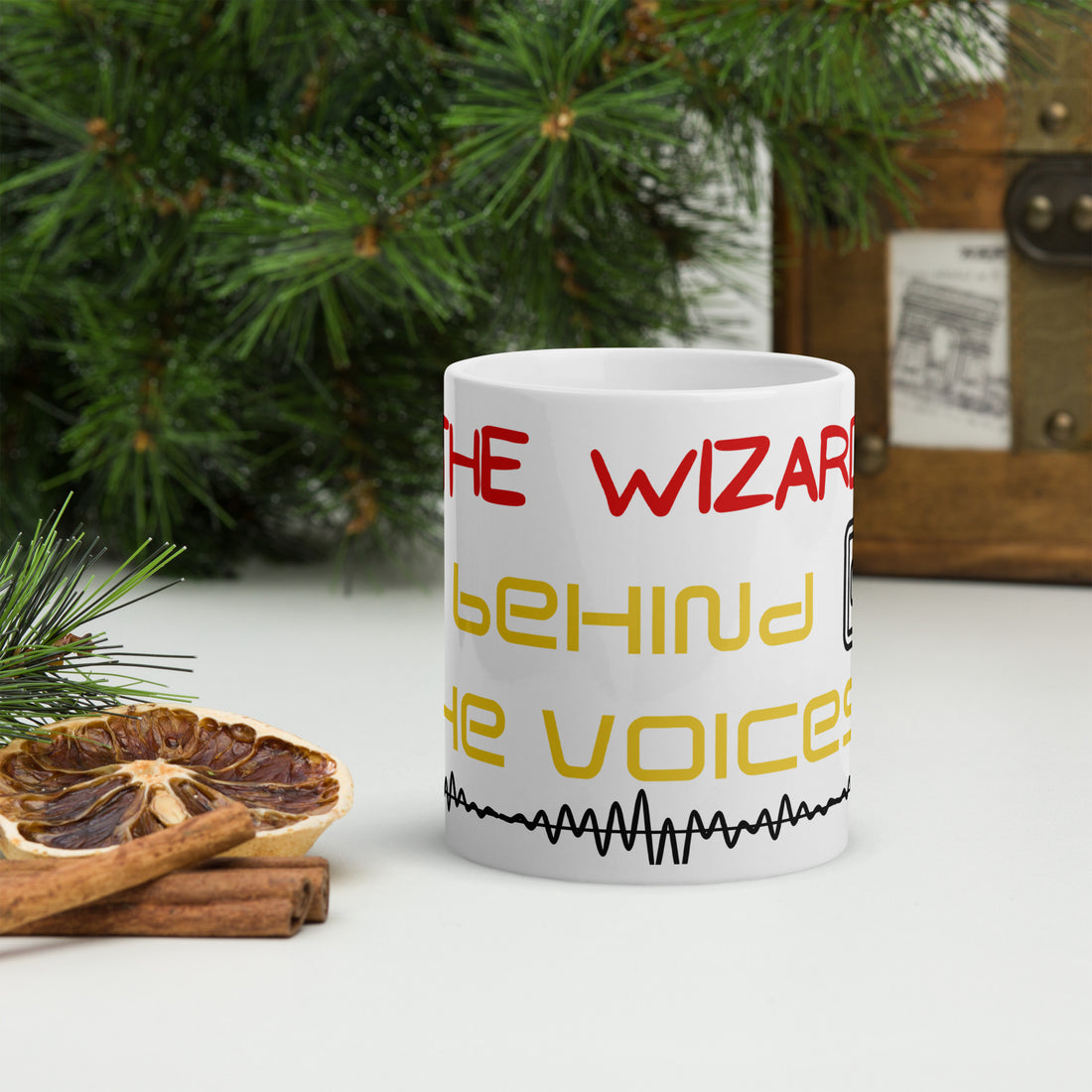 The Wizard Behind The Voices White Glossy Mug