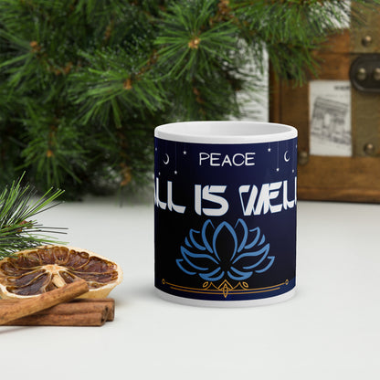 India Style "All Is Well": Classic White Glossy Mug