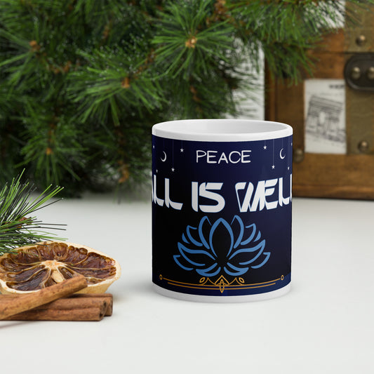 India Style "All Is Well": Classic White Glossy Mug