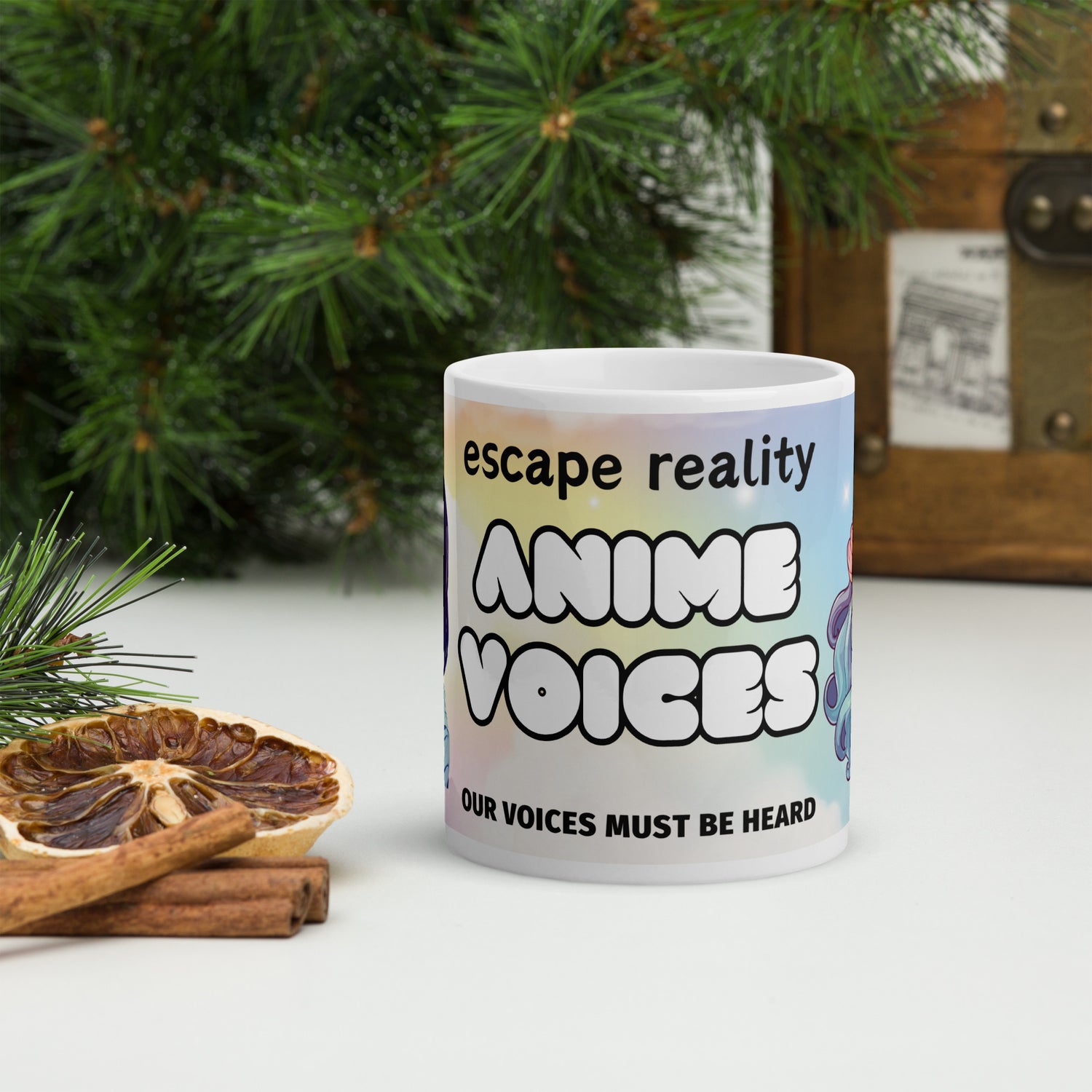 Anime Escape Reality Voice Actor: Classic White Glossy Ceramic Mug