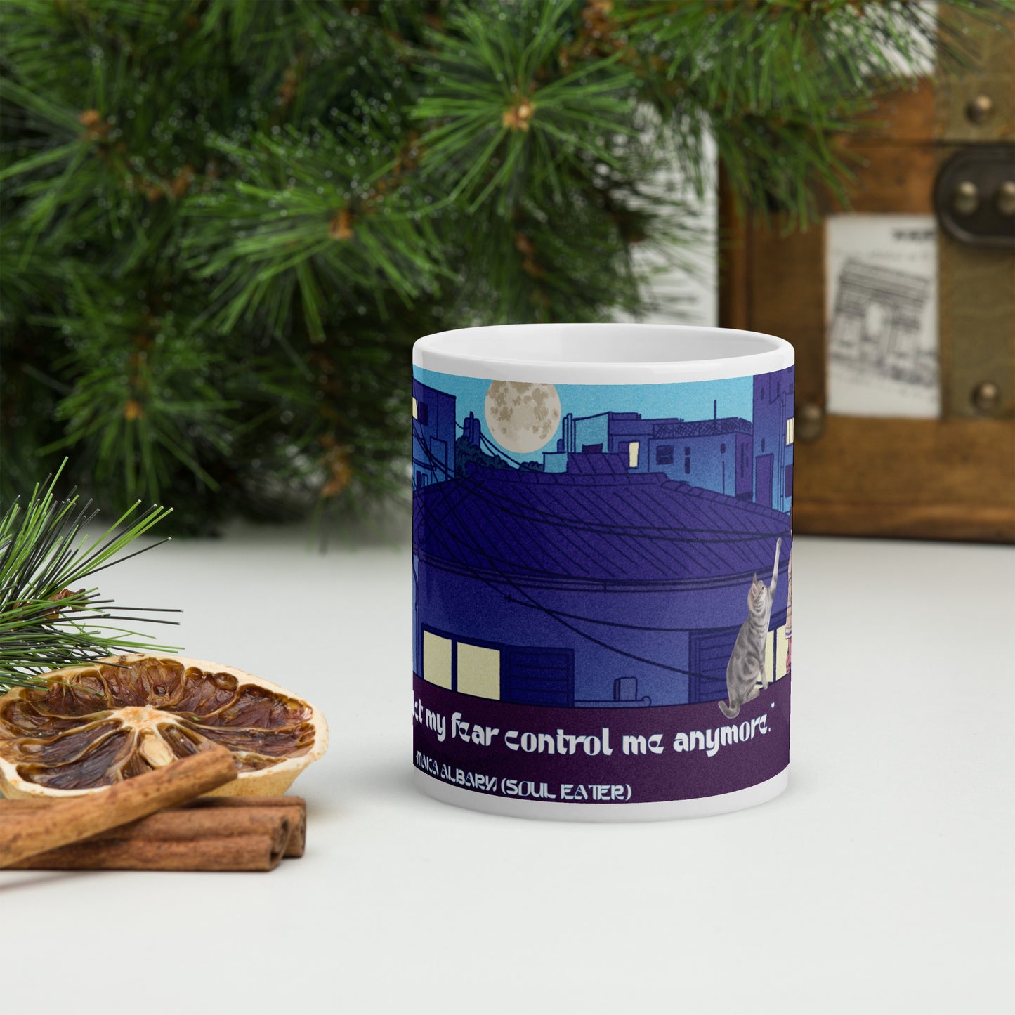 Anime India Style City Rooftop: Classic White Glossy Ceramic Mug