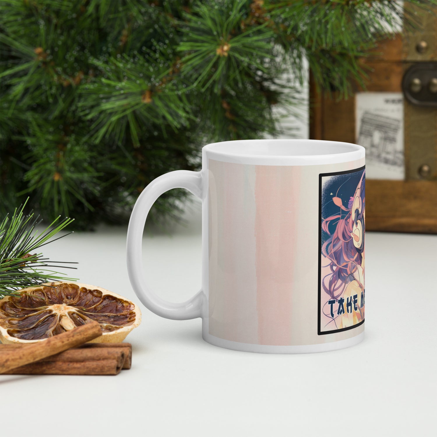 Anime Take Me Away White Glossy Mug