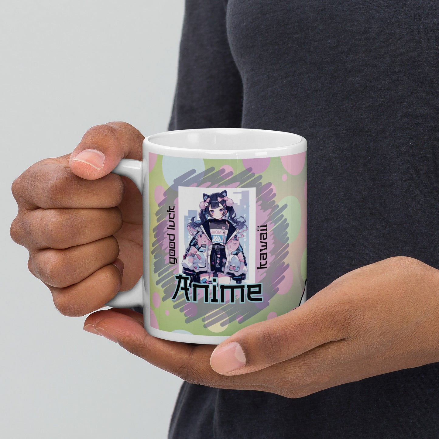 Anime Kawaii Cute White Glossy Mug