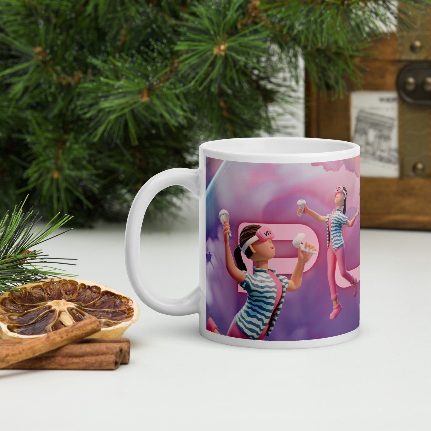 Play V.R. Virtual Reality: White Glossy Ceramic Mug
