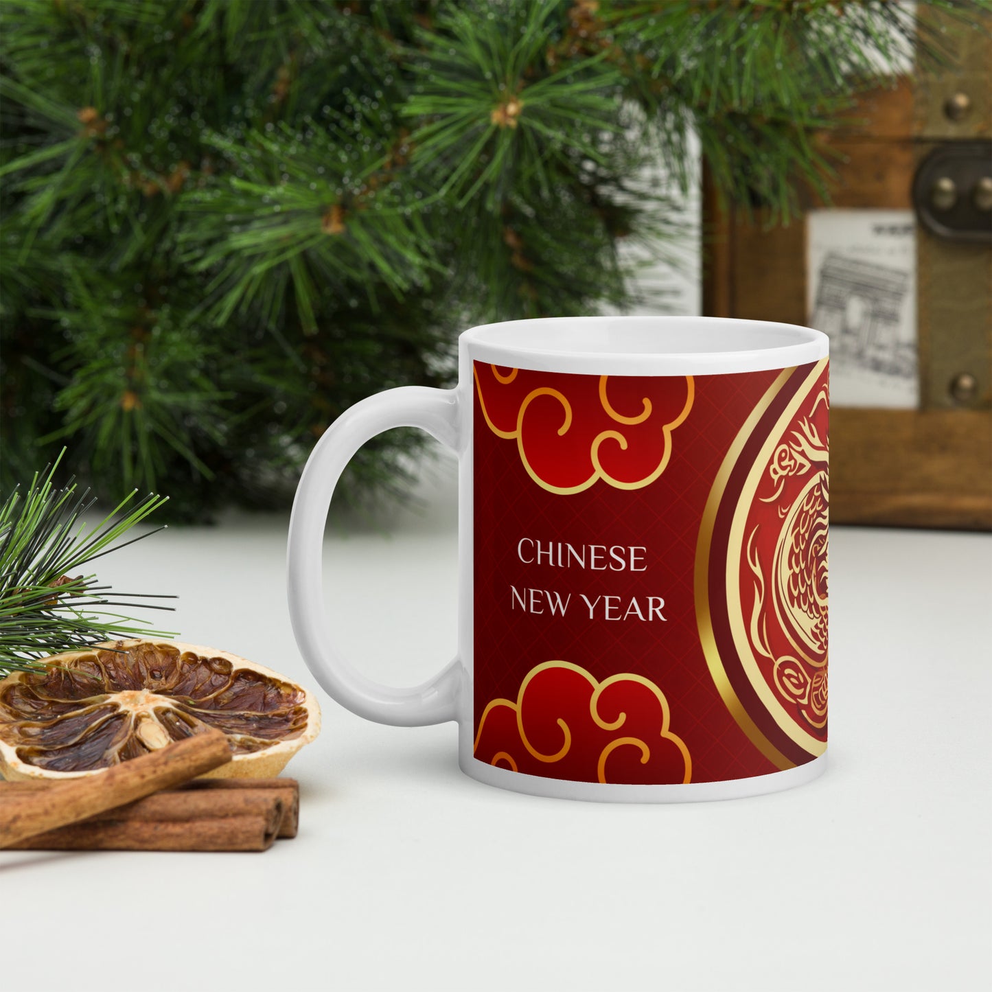 Year of the Dragon 2024 Oriental: Classic White Glossy Ceramic Mug