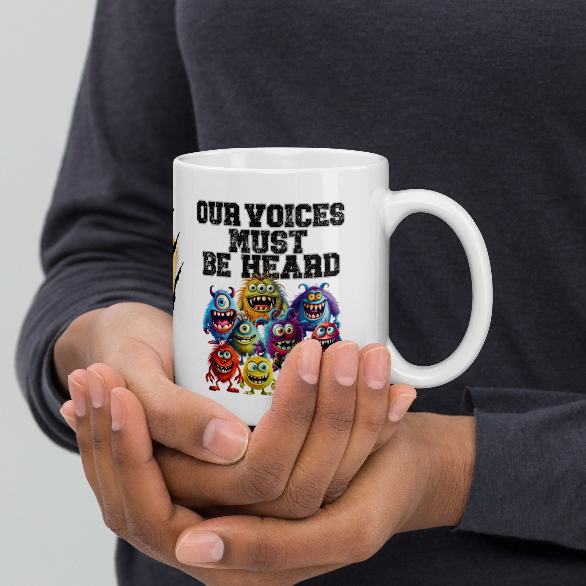 Our Voices Must Be Heard: Animation: White Glossy Mug