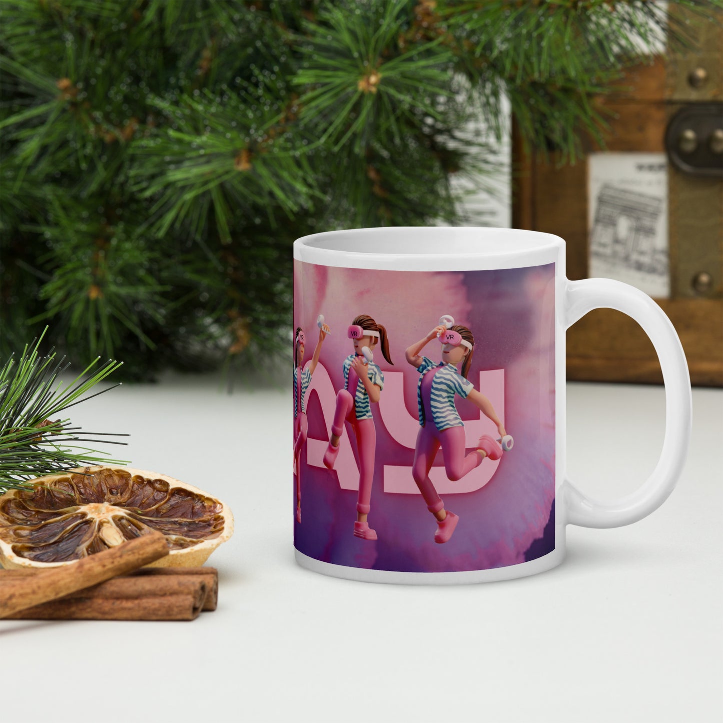 Play V.R. Virtual Reality: White Glossy Ceramic Mug