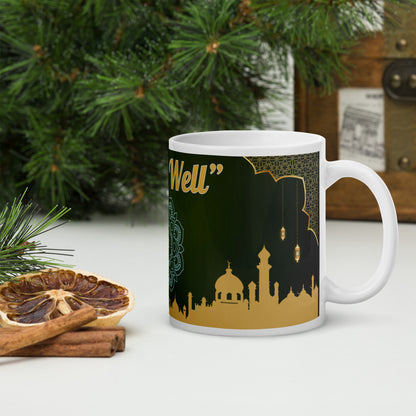 India Style "All Is Well": White Glossy Ceramic Mug