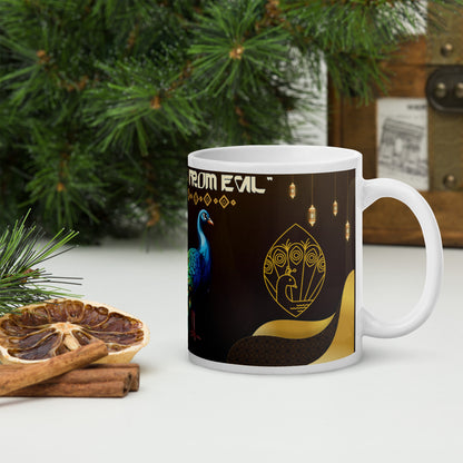 India "Peacock" Protection From Evil: Classic White Glossy Classic Mug