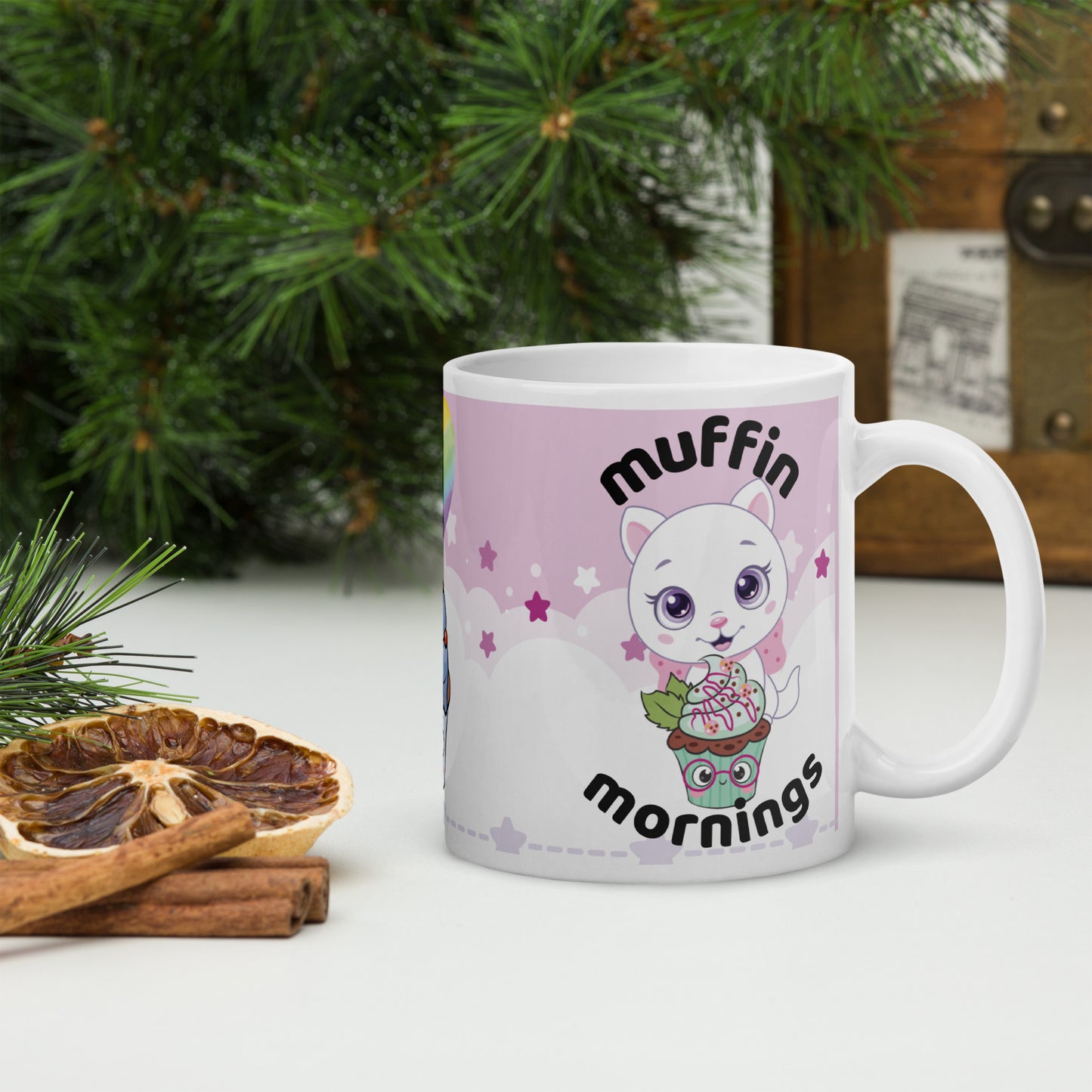 Anime Muffin Mornings: Classic White Glossy Ceramic Mug