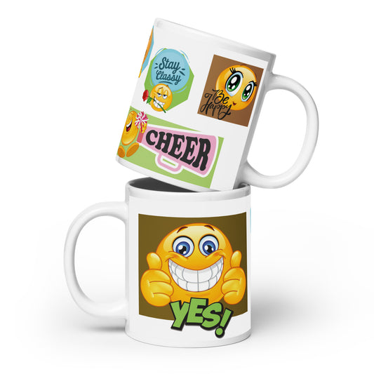 Emoji Affirmation Voice Over: Classic Ceramic White Glossy Mug