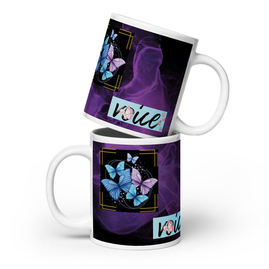 Voice Over "Butterflies": Classic Ceramic White Glossy Mug