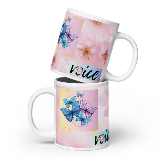 Voice Over "Cherry Blossoms": Classic Ceramic White Glossy Mug