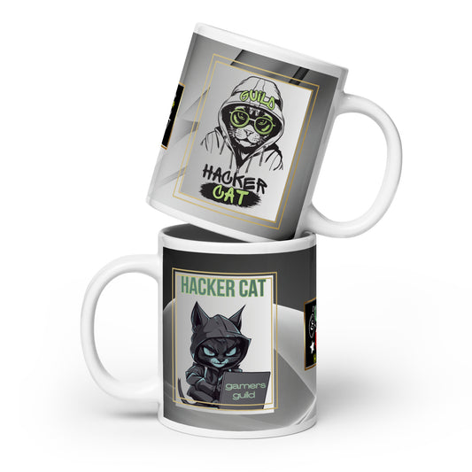 Voice Over "Hacker Cat": Classic Ceramic White Glossy Mug