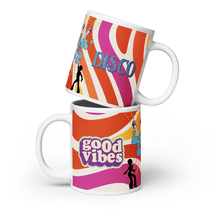 Voice Over "Disco Good Vibes": Classic Ceramic White Glossy Mug