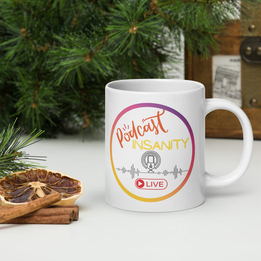 Podcast Insanity Classic Ceramic White Glossy Mug