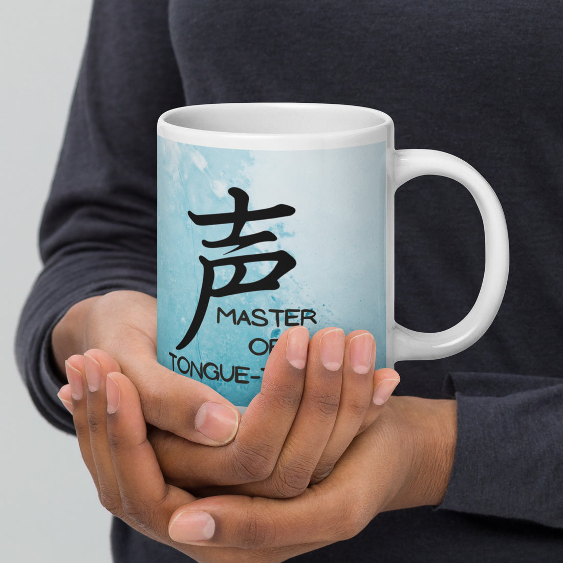 Master of Tongue Twister Japanese Symbol White Glossy Mug